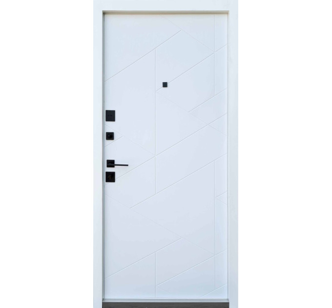 Дверь входная Qdoors Фрост грифель структура софт / белое дерево