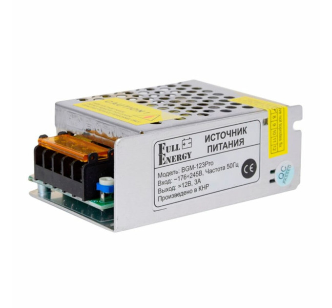 Full Energy Блок питания BGM-123 Pro 12В/3А, Размеры 58x85x33мм