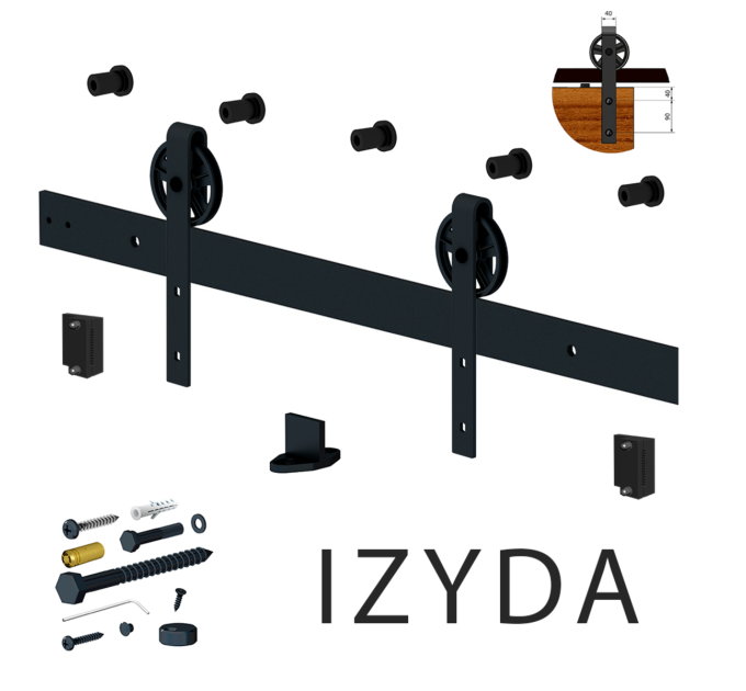 Valcomp IZ20 Комплект фурнитуры IZYDA 100кг до 1 двери 850-1050 мм, черный матовый