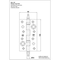 Петля дверна протизнімна мод.567 - 150x82x3 mm (2 підшипники) латунь