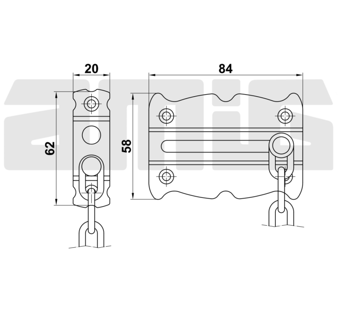 Цепочка дверная мод.3 черная