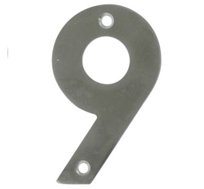 Цифра на дверь "9" нержавеющая сталь