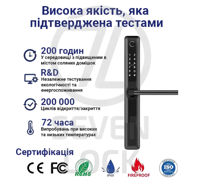 Умный замок SEVEN LOCK SL-7762BF black (Врезная часть 3585)