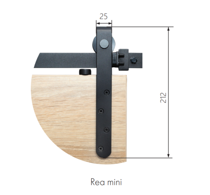 RE12_MINI компл. фурнитуры REA MINI на 1 дверь, с направляющей 1220 мм, Design Line, черный мат.