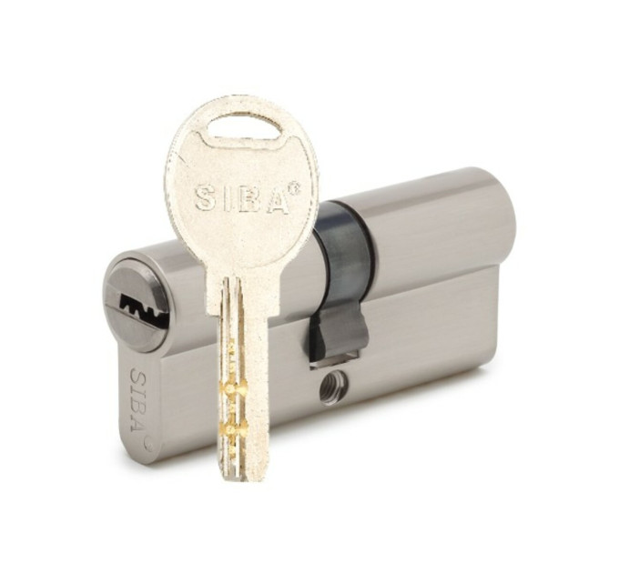 Цилиндр SIBA 80 мм (45x35) кл-кл 5 кл. матовый никель 12180/BSZ ZAMAK (10)