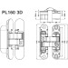 Скрытая завеса PL160 3D - 24х110 мм (60 кг двери), матовая белая WH