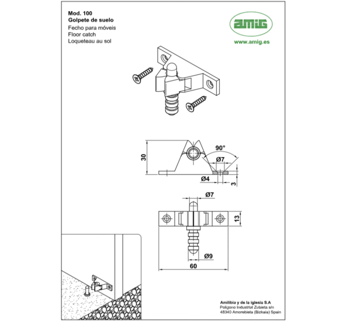 Стопор – фиксатор мод.100 – 60 d30x13 мм