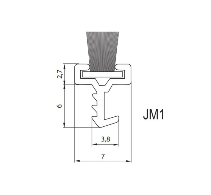 JM1 4,8х6 мм Щетка щелевая 2150 мм серая /Tecseal/
