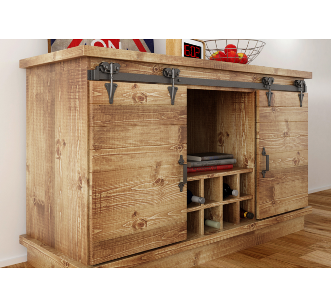ER12_MINI компл. фурнитуры ERIS MINI на 1 дверь, с направляющей 1220 мм, Design Line, черный мат.
