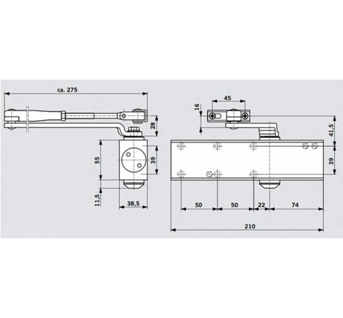 Доводчик дверной DORMA TS-Profil EN 2/3/4+5 BCA с противоветровым тормозом, темно-коричневый