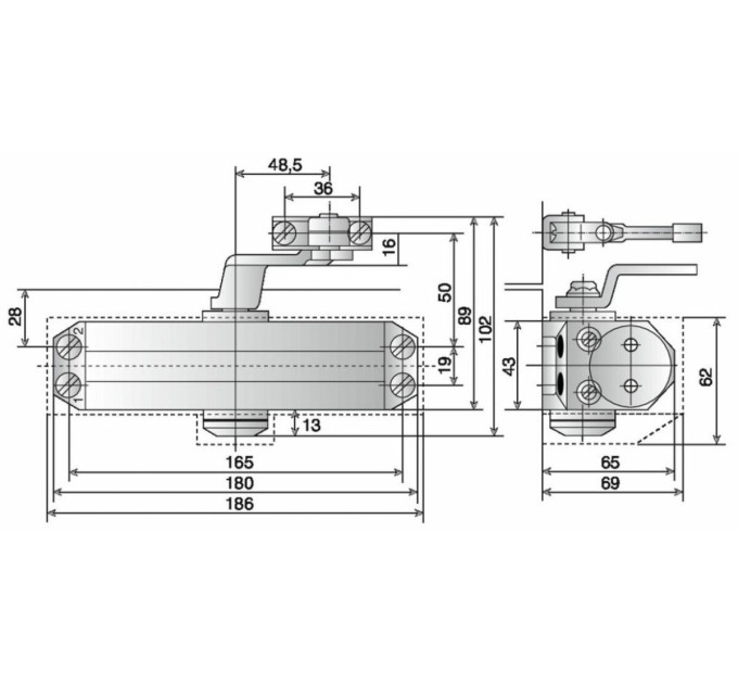 Доводчик дверной DORMA TS77 EN-3 белый