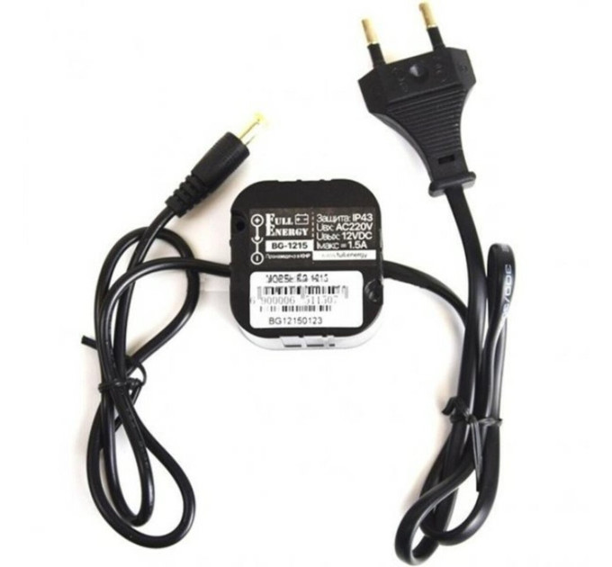 Full Energy BGW-1215 Блок наружный 12V/1.5А, импульсный с вилкой. Размеры 43 d40x27 мм