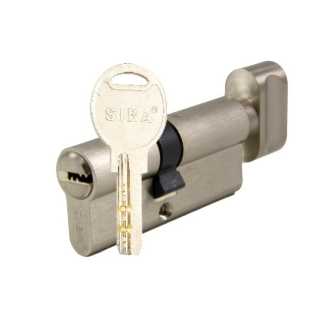 Цилиндр SIBA 80 мм (35х45T) кл-эт 5 кл. матовый никель 12180/BTSZ ZAMAK (10)
