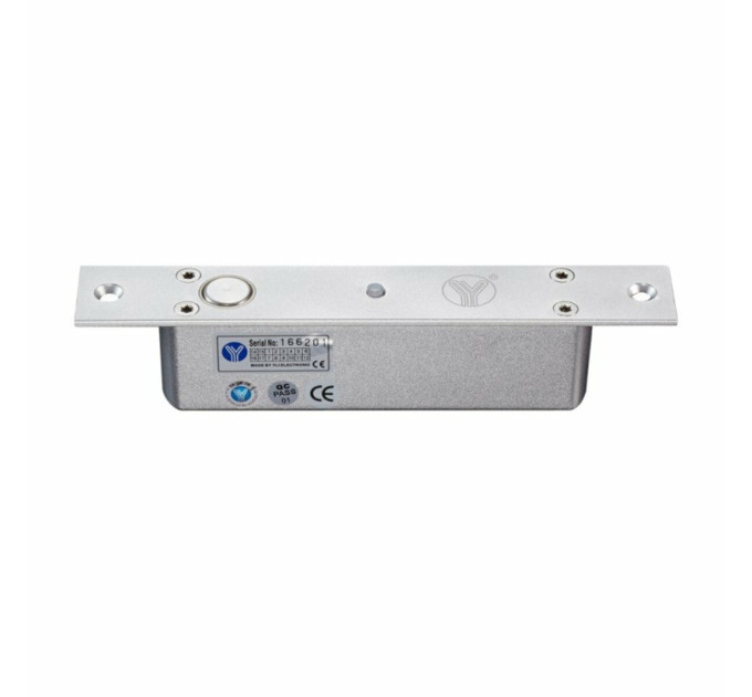 YLI Ригельный замок YB-200(LED) NO (без питания открыт) врезной для СКУД. Размеры 190 d30x39мм.