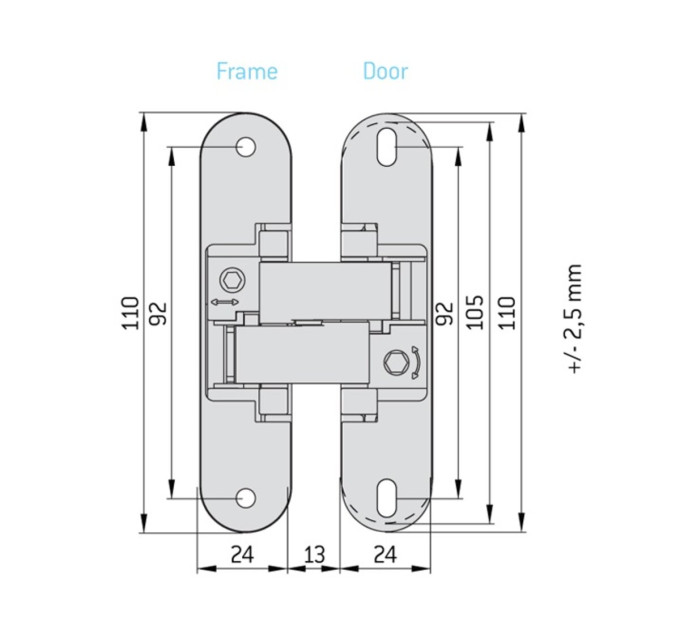 Anselmi AN d40 3D Петля скрытый 24х110 мм (20 кг), черный - 18