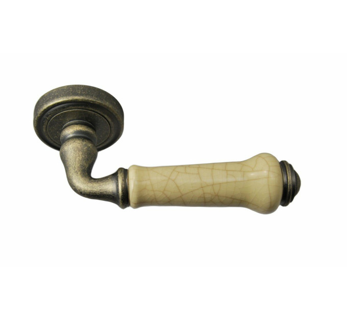 Ручка дверная SIBA LYSBON на розетке R06 античная бронза грязная - керамика (82 d40)