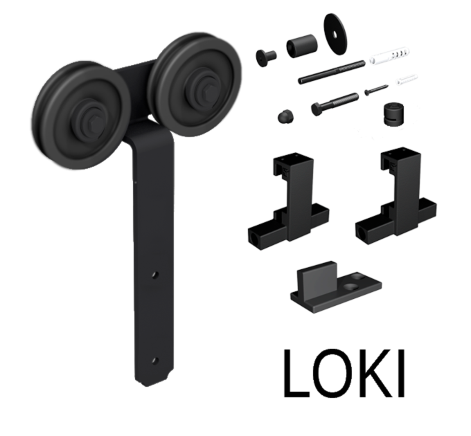 Mantion LOKI комплект фурнитуры (перф.) до 1 двери до 100 кг, ROC Design, черный матовый