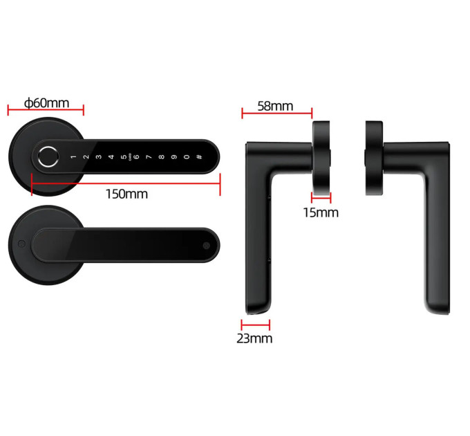 Умный замок SEVEN LOCK SL-7739BF черный, на круглой розетке
