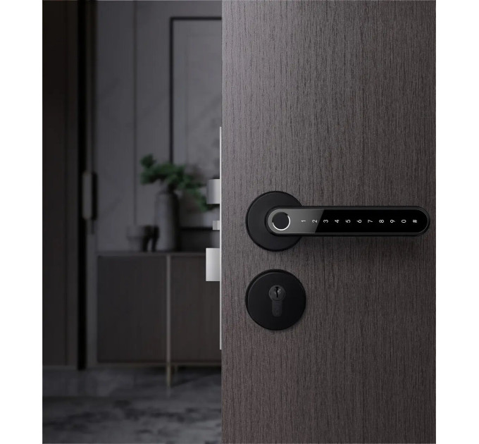 Умный замок SEVEN LOCK SL-7739BF черный, на круглой розетке
