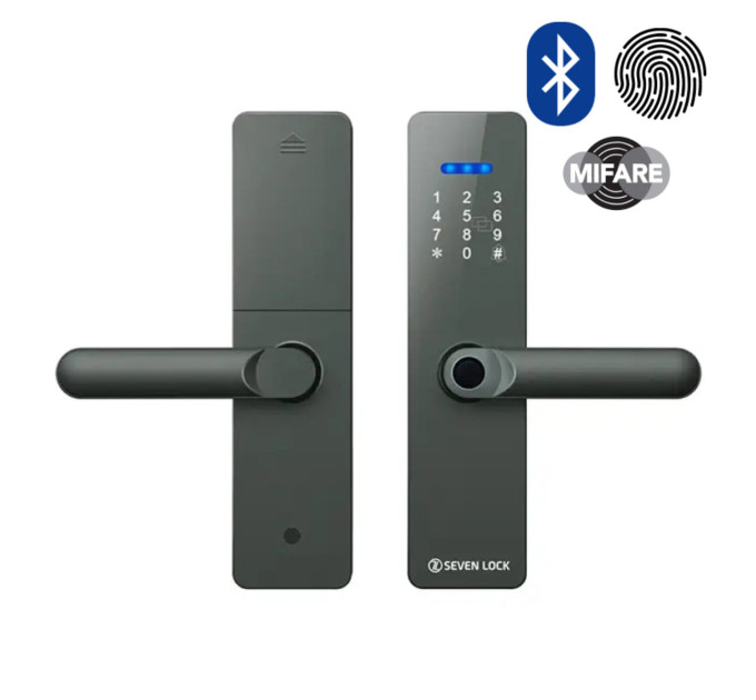 Умный замок SEVEN LOCK SL-7 d40BF СЕРЫЙ (Врезная часть 5050)