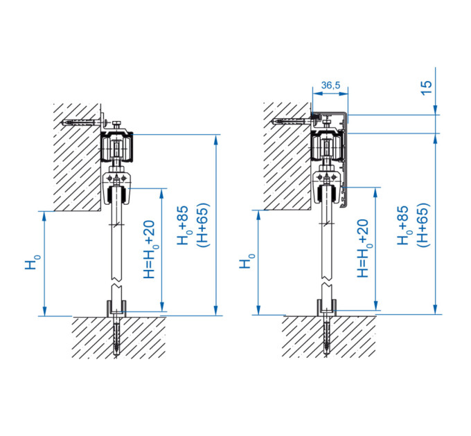 Valcomp Herkules GLASS HG20 Комплект раздвижной системы для стеклянных дверей до 1 d40 мм/100 кг