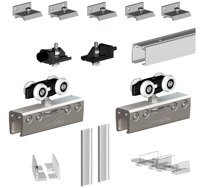 Valcomp Herkules GLASS HG20 Комплект раздвижной системы для стеклянных дверей до 1 d40 мм/100 кг