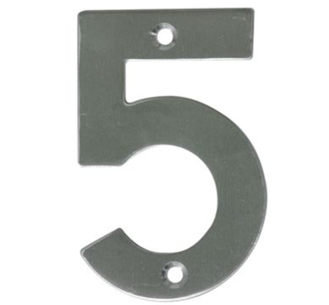 Цифра на дверь "5" нержавеющая сталь