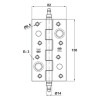 Петля дверная противосъемная мод.561 - 150x82x3 mm черная