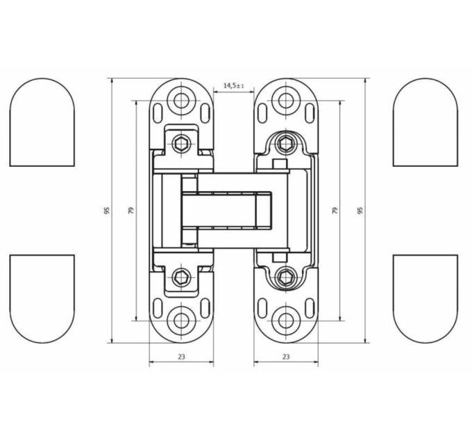 CEMOM Петля скрытая Estetic 978 3D-ME матовый хром универсальная