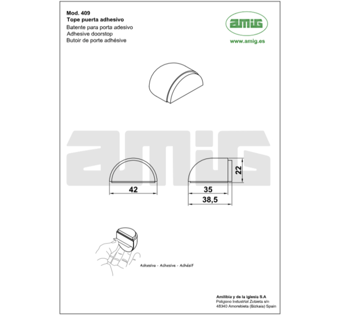 Упор дверной мод d409 - d40d25 mm самоклеющаяся прозрачная