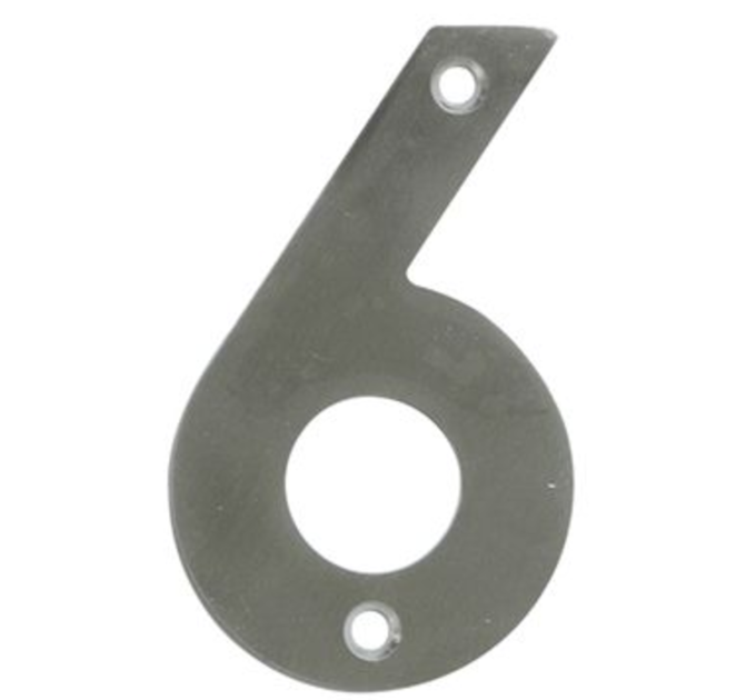 Цифра на дверь "6" нержавеющая сталь