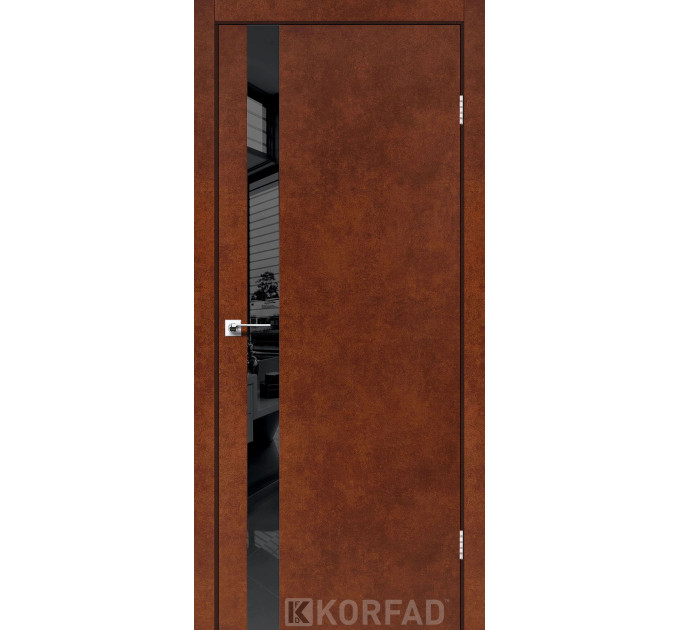 GLP-02 сталь кортен глухі скло чорне