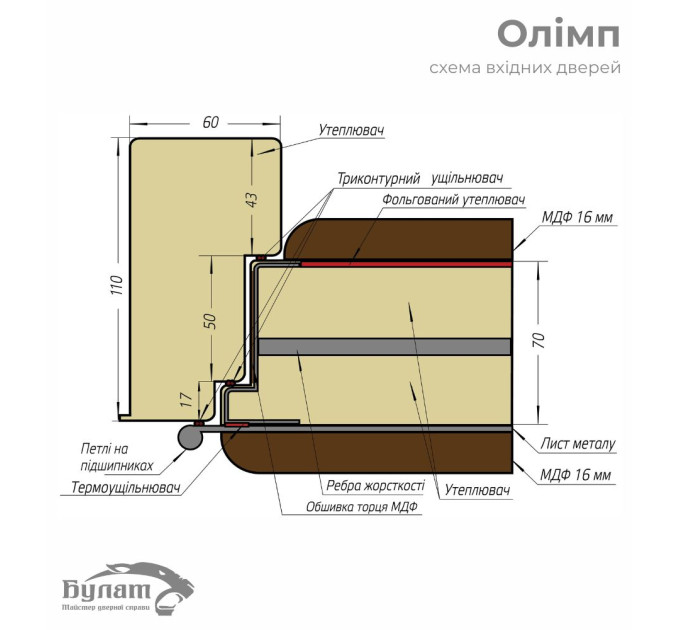 Булат Олімп (квадро) Mottura, модель 589. Колір: Оксид темний